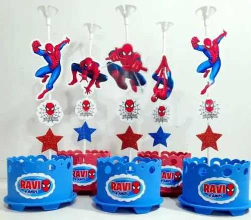 Enfeite de Mesa Homem Aranha Centro de Mesa Heróis