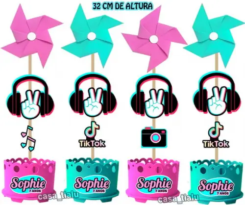 Enfeite de Mesa Tiktok Tik Tok Centro Mesa Arranjo Display