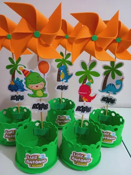 Enfeite Mesa Dino Baby Centro Mesa Dino Menina
