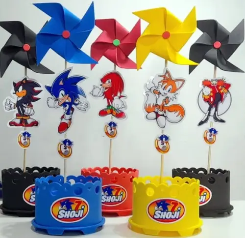 Kit Centro Mesa Sonic Enfeite Mesa Sonic