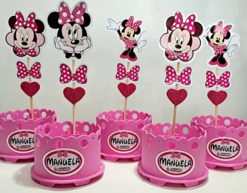 Lembrancinha Minnie Rosa Minnie Vermelha Enfeite Centro Mesa