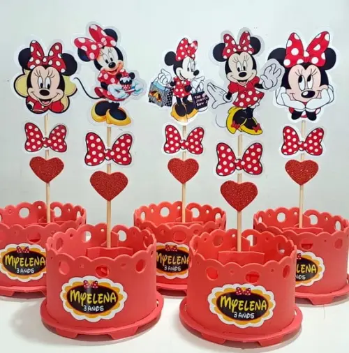 Lembrancinha Minnie Rosa Minnie Vermelha Enfeite Centro Mesa