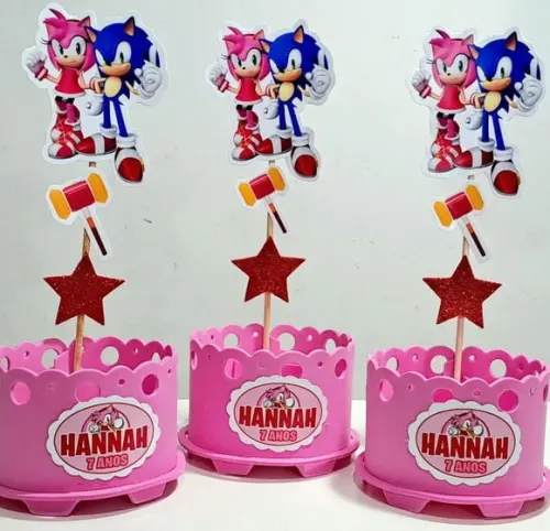 Lembrancinha Sonic Enfeite Mesa Centro Mesa