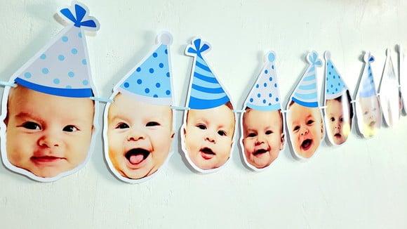 Varal Decorativo com Foto Rostinho do Bebê Aniversário