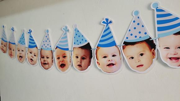 Varal Decorativo com Foto Rostinho do Bebê Aniversário
