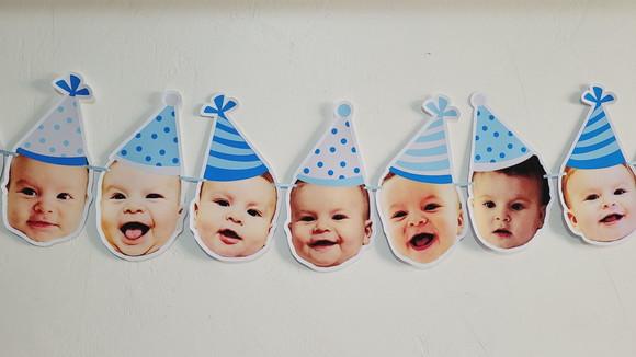 Varal Decorativo com Foto Rostinho do Bebê Aniversário