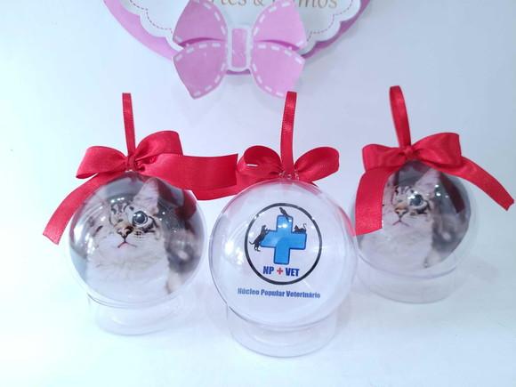 Bola de Natal Empresa com Logo e Foto do Seu Pet