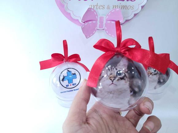 Bola de Natal Empresa com Logo e Foto do Seu Pet