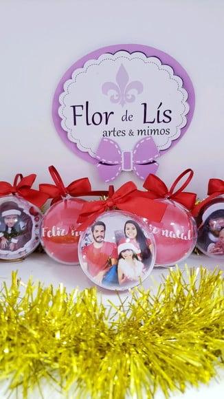 Bolinha de Árvore de Natal Personalizada com Foto Natalina