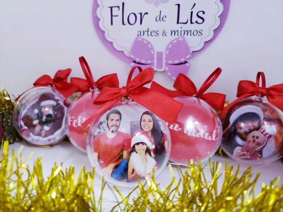 Bolinha de Árvore de Natal Personalizada com Foto Natalina