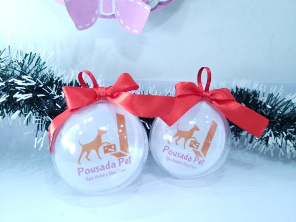 Bolinha de Natal Empresa com Logo Petshop Personalizada