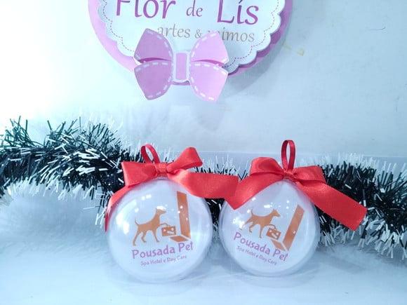 Bolinha de Natal Empresa com Logo Petshop Personalizada