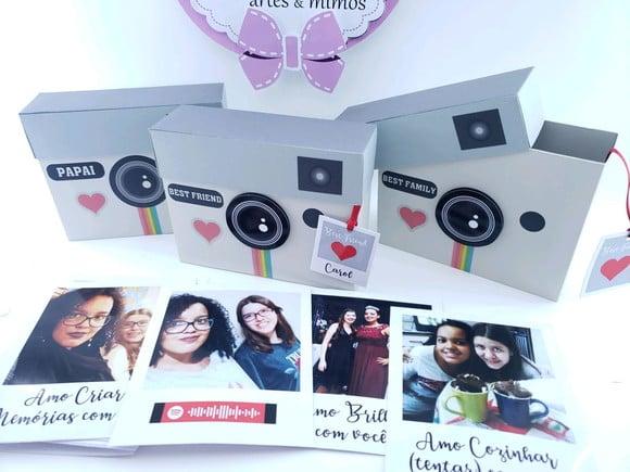 Caixa com Fotos Polaroid Retrô Presente