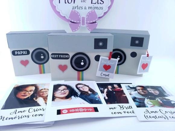 Caixa com Fotos Polaroid Retrô Presente