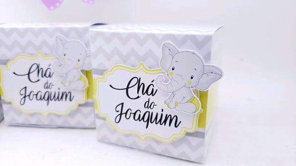 Caixa Cubo Elefantinho Chá de Bebê Personalizado