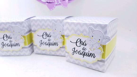 Caixa Cubo Elefantinho Chá de Bebê Personalizado