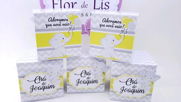 Caixa Cubo Elefantinho Chá de Bebê Personalizado