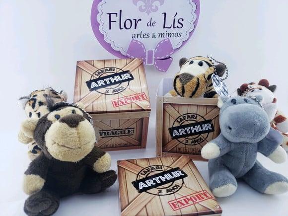 Caixa Exportação para Animais Pelúcia Lembrancinha Safari