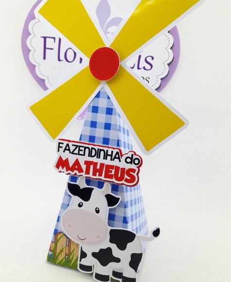 Caixa Fazendinha Moinho Personalizado Menino e Animais