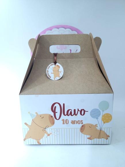 Caixa Lanche Capivara Menino Kraft Maleta Grande Lembrancinh