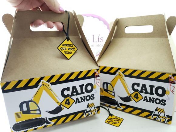 Caixa Lanche Maleta Grande Tratores e Obras
