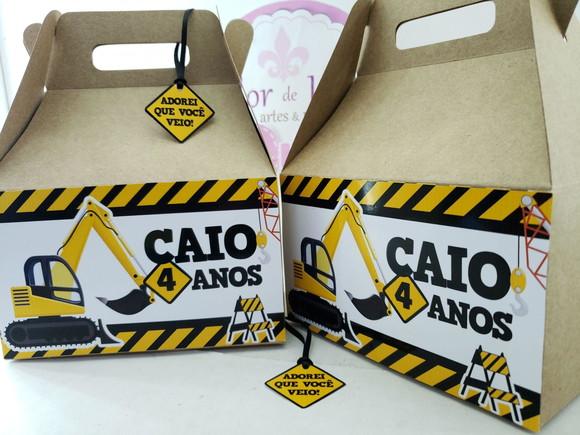 Caixa Lanche Maleta Grande Tratores e Obras