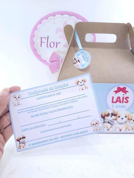 Caixa Maleta Adote Um Cachorrinho com Certificado Menino