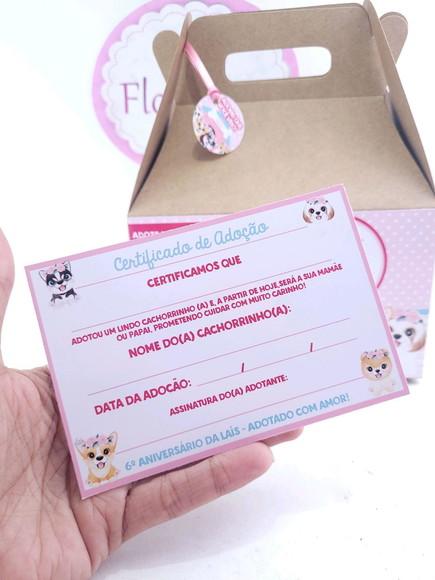 Caixa Maleta Adote Um Cachorrinho com Certificado de Adoção