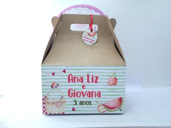 Caixa Maleta para Lanche e Piquenique Grande com Tag