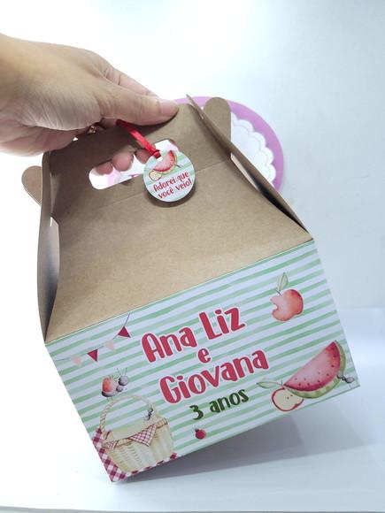 Caixa Maleta para Lanche e Piquenique Grande com Tag