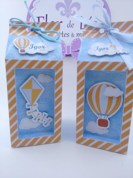 Caixa Milk Luxo Pipas e Balões com Visor Personalizada