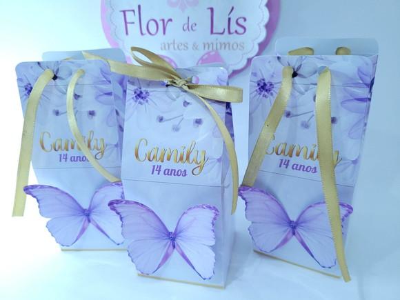 Caixa Milk Personalizada Borboleta Jardim Encantado