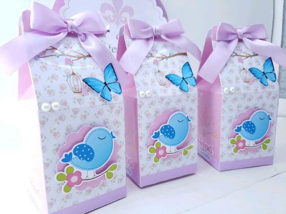 Caixa Milk Personalizada Jardim Encantado Passarinho e Borbo