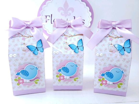 Caixa Milk Personalizada Jardim Encantado Passarinho e Borbo