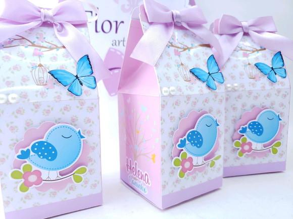 Caixa Milk Personalizada Jardim Encantado Passarinho e Borbo