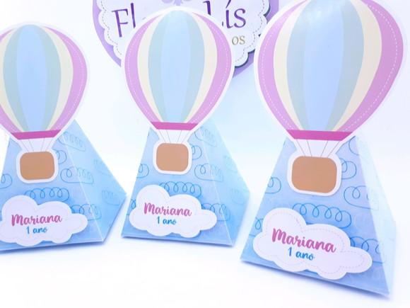 Caixa Pirâmide Balão Menina Rosa