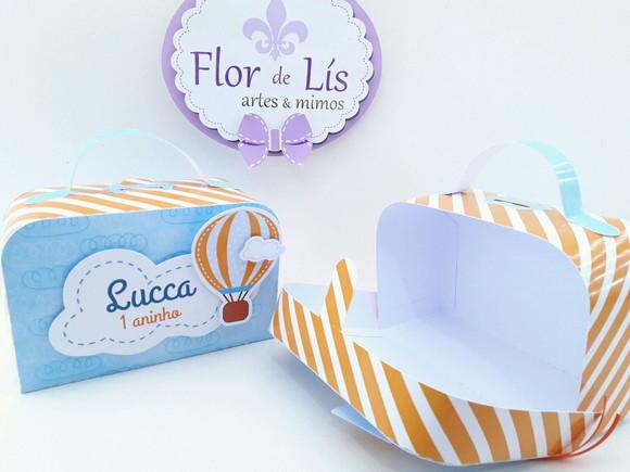 Caixa Personalizada Mala de Viagem Papel Pipas e Balões
