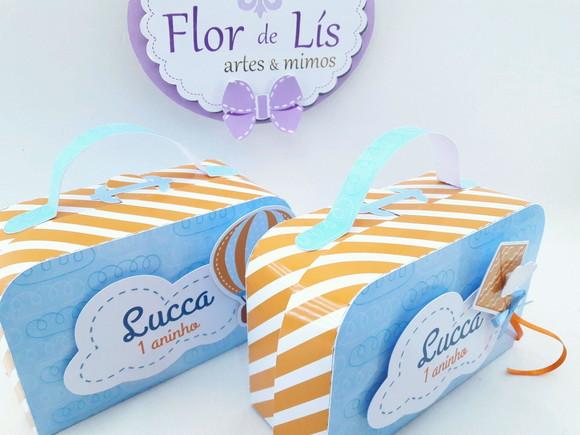 Caixa Personalizada Mala de Viagem Papel Pipas e Balões