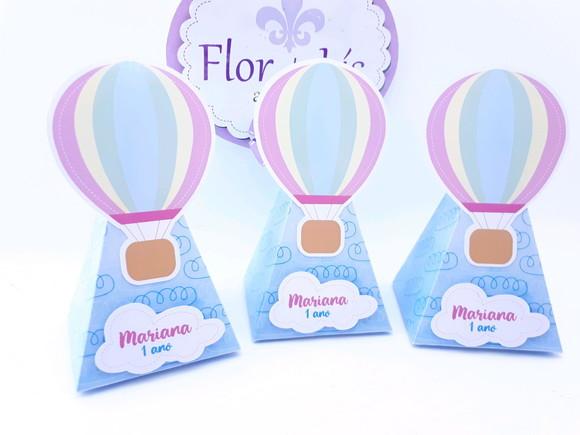 Caixa Pirâmide Balão Menina Rosa