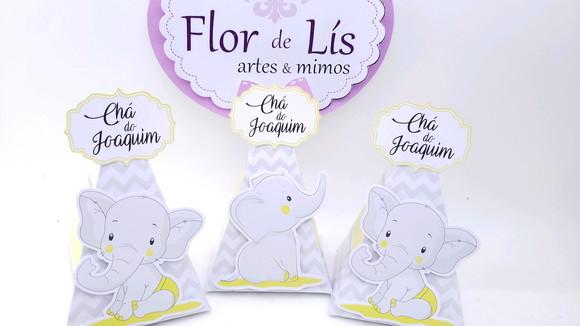 Caixa Pirâmide Elefantinho Chá de Bebê