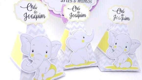 Caixa Pirâmide Elefantinho Chá de Bebê