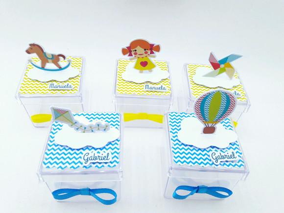 Caixinha Acrílica Brinquedos Antigos 5cm