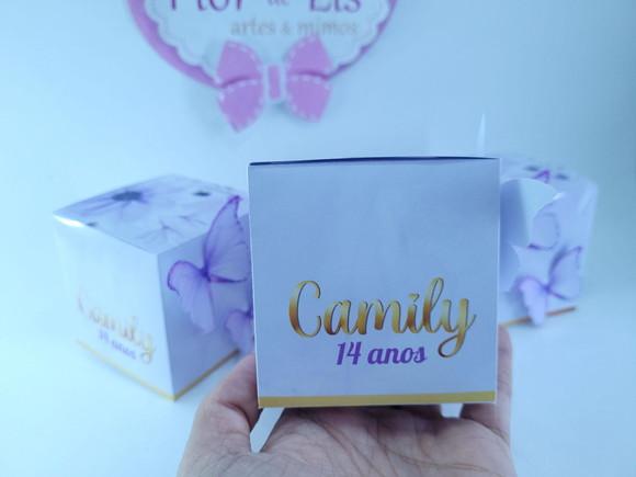 Caixinha Cubo Borboletas Lilás Jardim Encantado