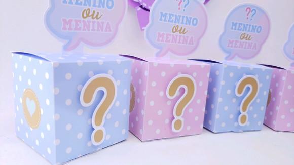 Caixinha Cubo Chá Revelacão Menino ou Menina