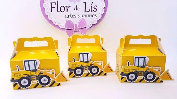 Caixinha Maleta Festa Trator e Obras Personalizados
