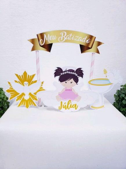 Cake Topper Batizado Menina Topo Bolo