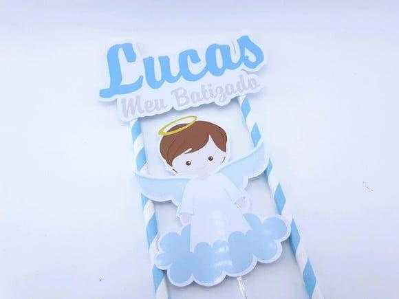 Cake Topper Batizado Menino Topo Bolo