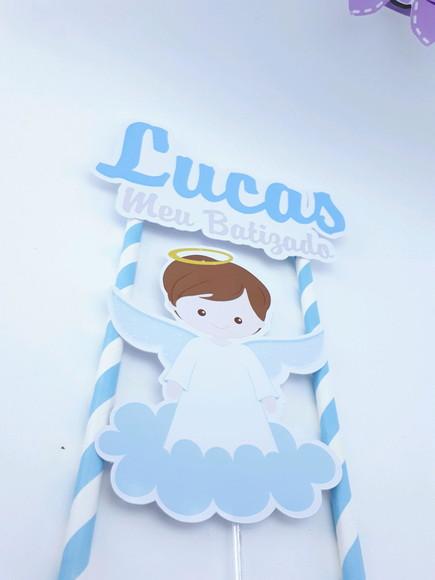 Cake Topper Batizado Menino Topo Bolo