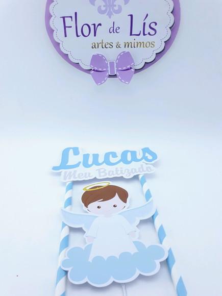 Cake Topper Batizado Menino Topo Bolo