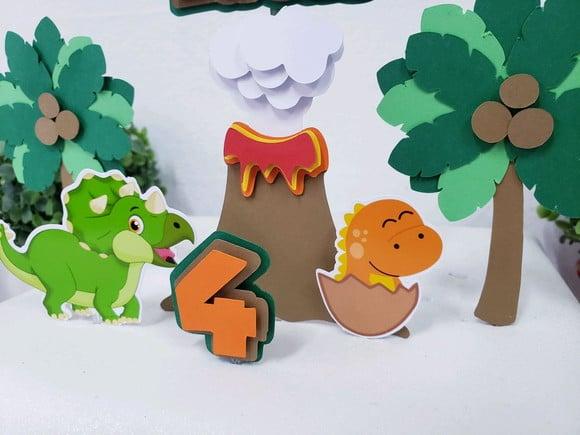 Cake Topper Dinossauro Baby Topo Bolo